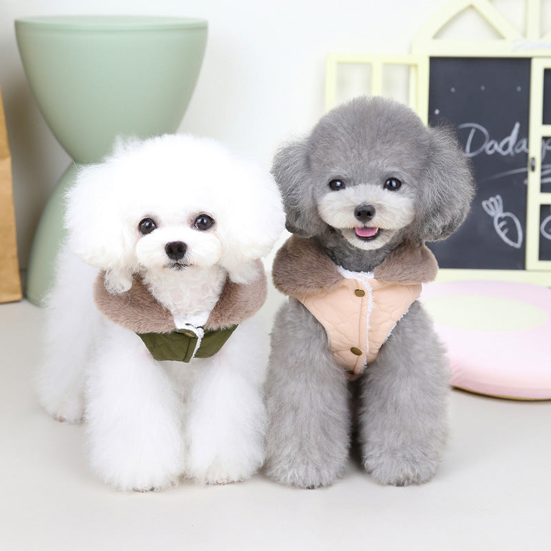 Faux Fur Collar Two-Leg Pet Coat