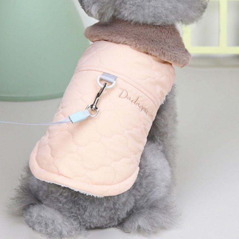 Faux Fur Collar Two-Leg Pet Coat