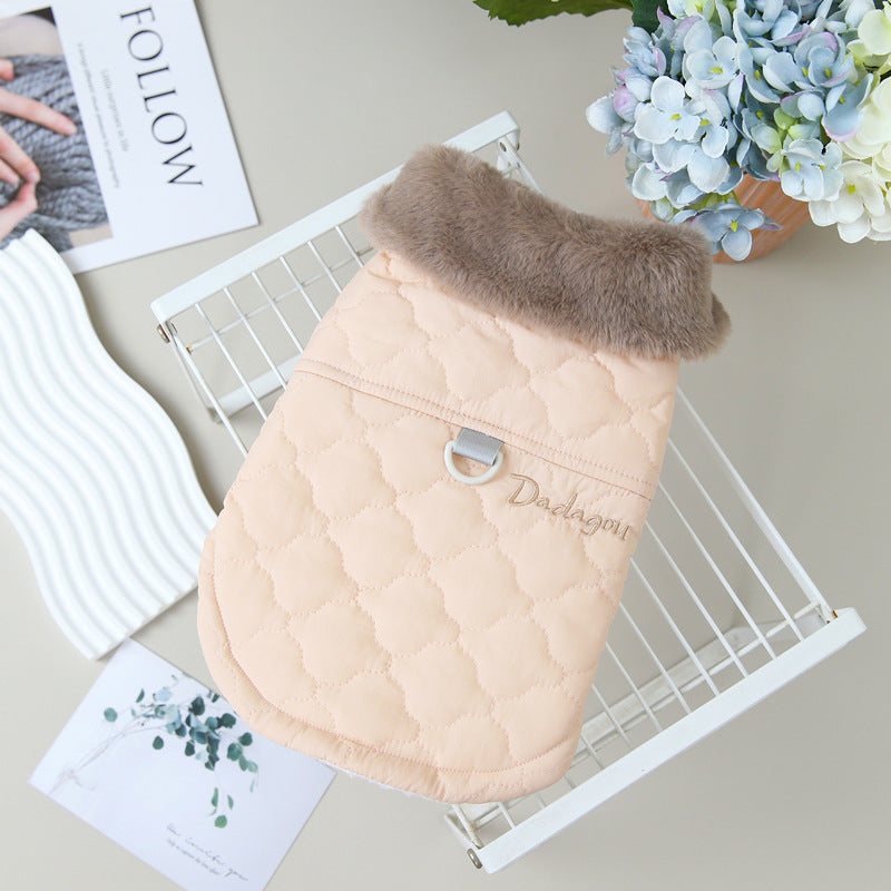 Faux Fur Collar Two-Leg Pet Coat