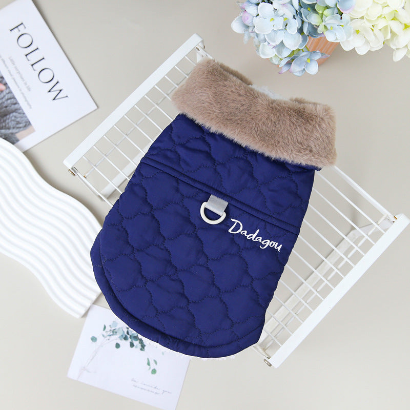 Faux Fur Collar Two-Leg Pet Coat