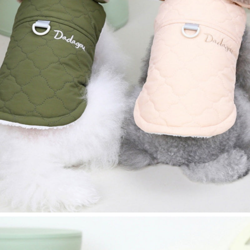Faux Fur Collar Two-Leg Pet Coat